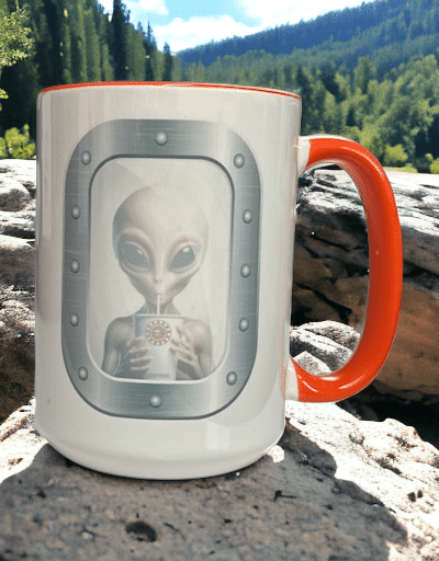alien window coffee mug